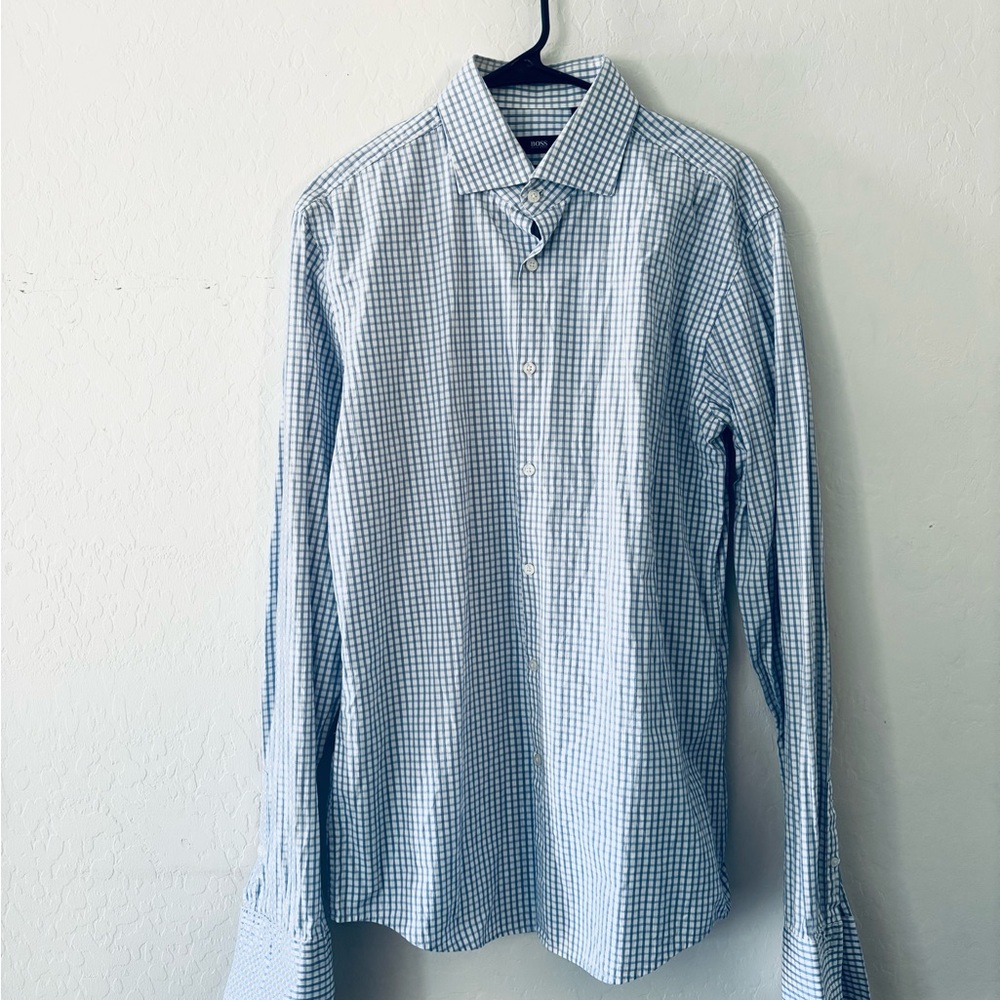 Hugo Boss Blue Checkered Men's Shirt - Picture 2 of 7